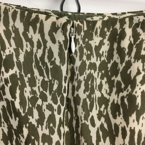 J.Crew Animal Print Skirt Green Beige Size 8 - Picture 11 of 13